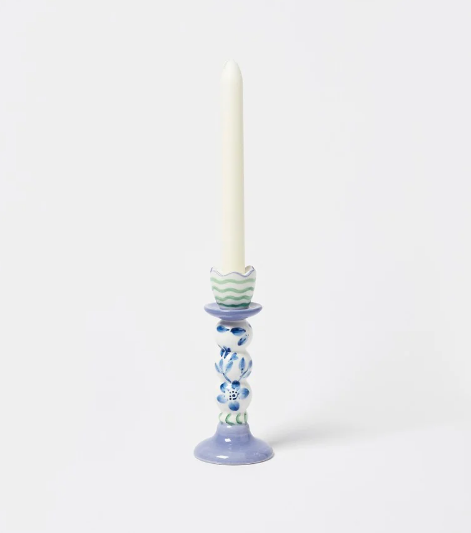 Lila Blue Ceramic Candlestick Holder Small