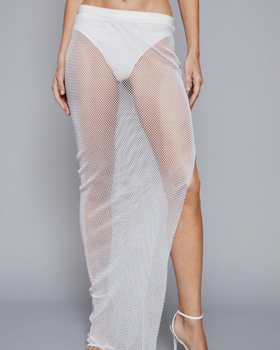 Diamante Mesh Maxi Split Skirt