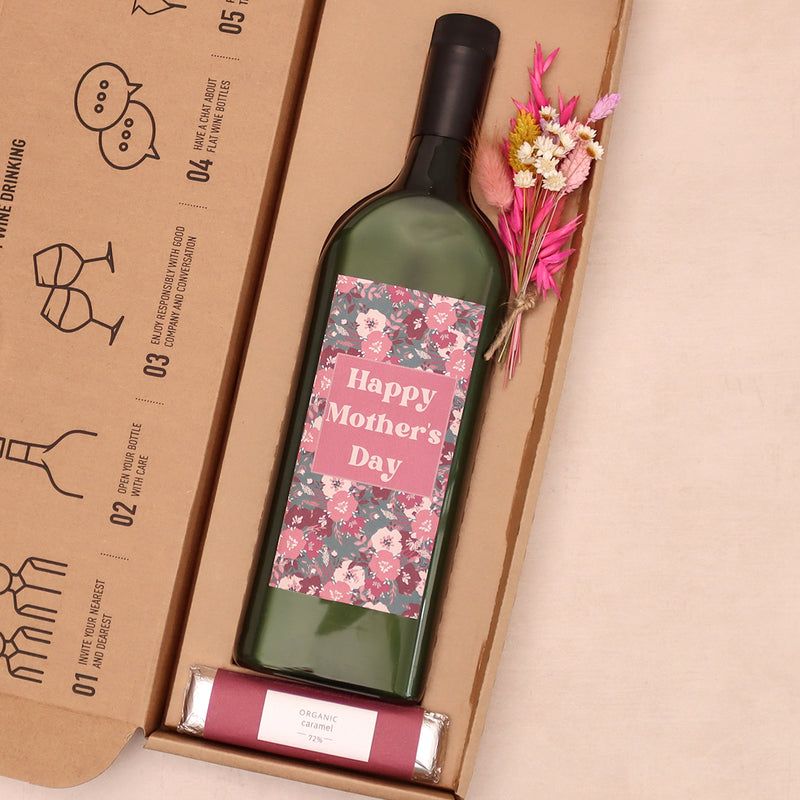 'Happy Mother's Day' Letterbox Wine Gift with Chocolate and Flowers