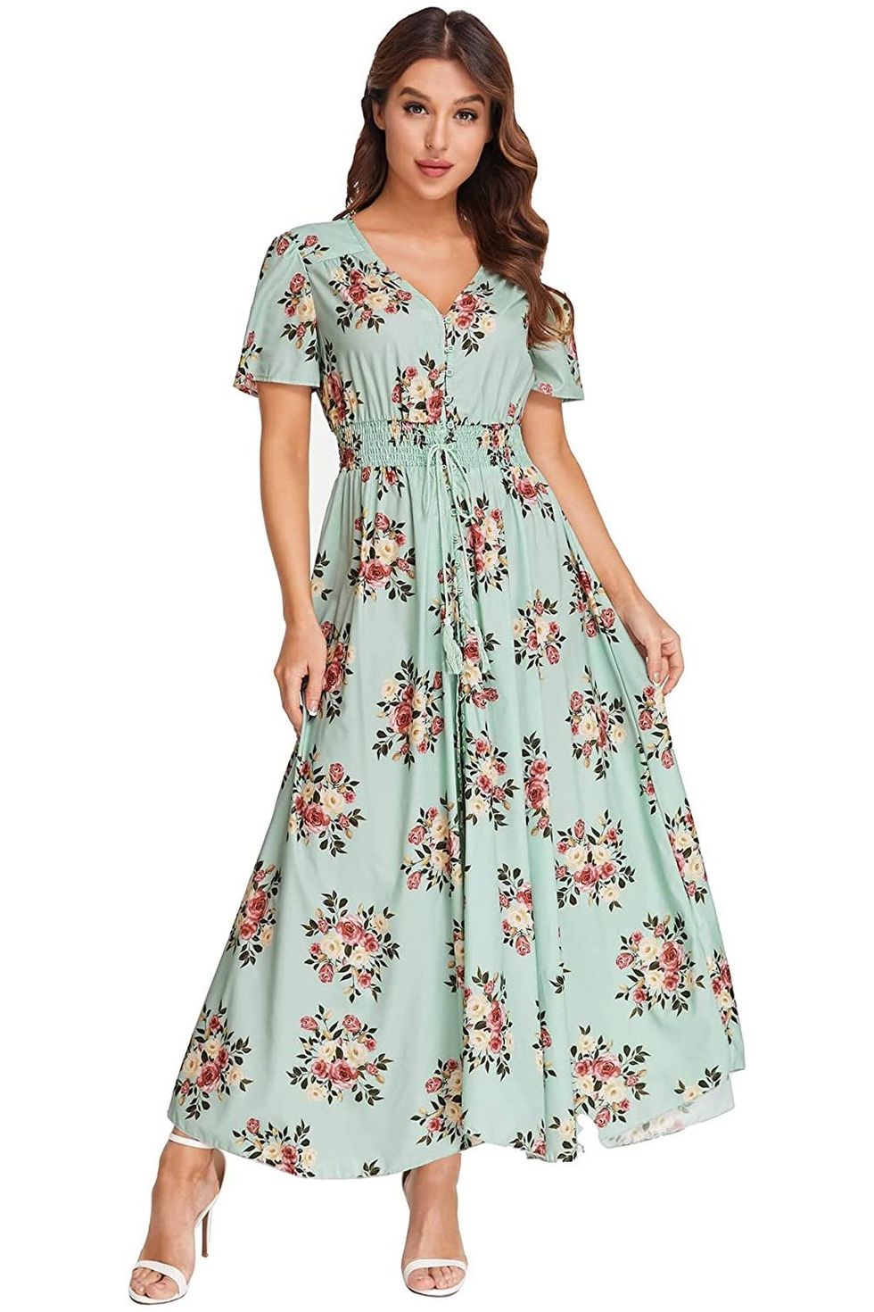 Milumia Women's Button Up Floral Print Maxi Dress
