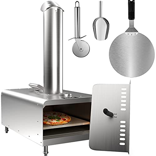 Outdoor Pizza Oven 12", Wood Fired, Stainless Steel