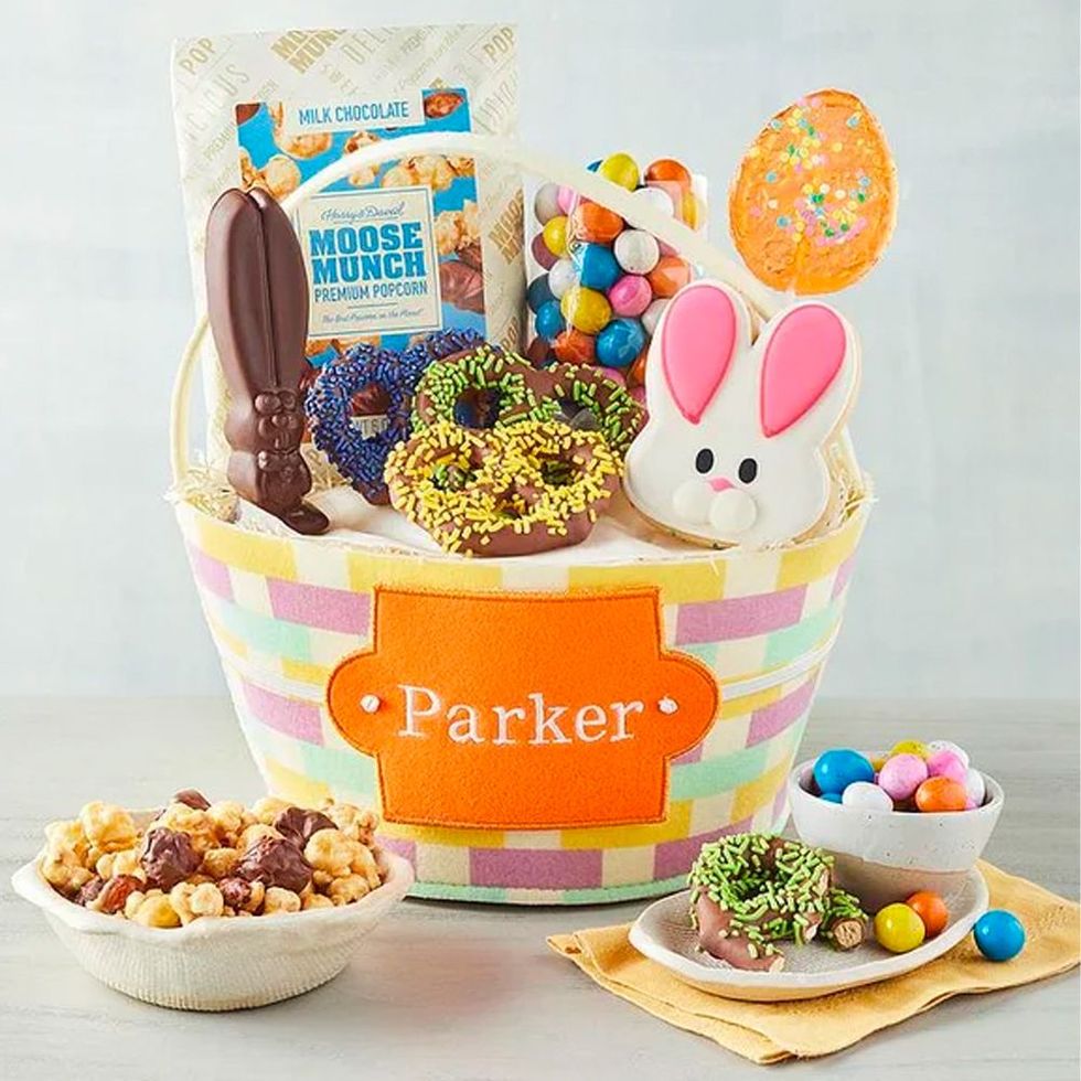 Personalized Easter Gift Basket With Plush Bunny