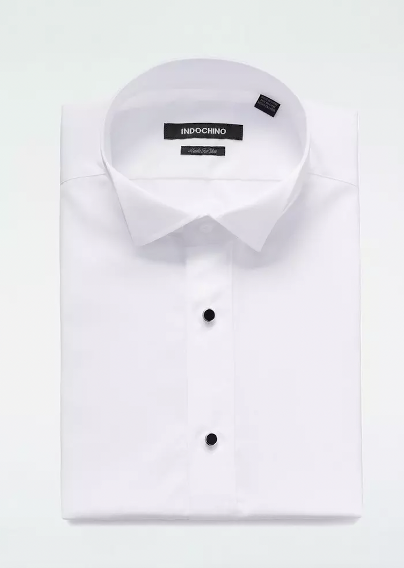Helston Plain-Front White Tuxedo Shirt