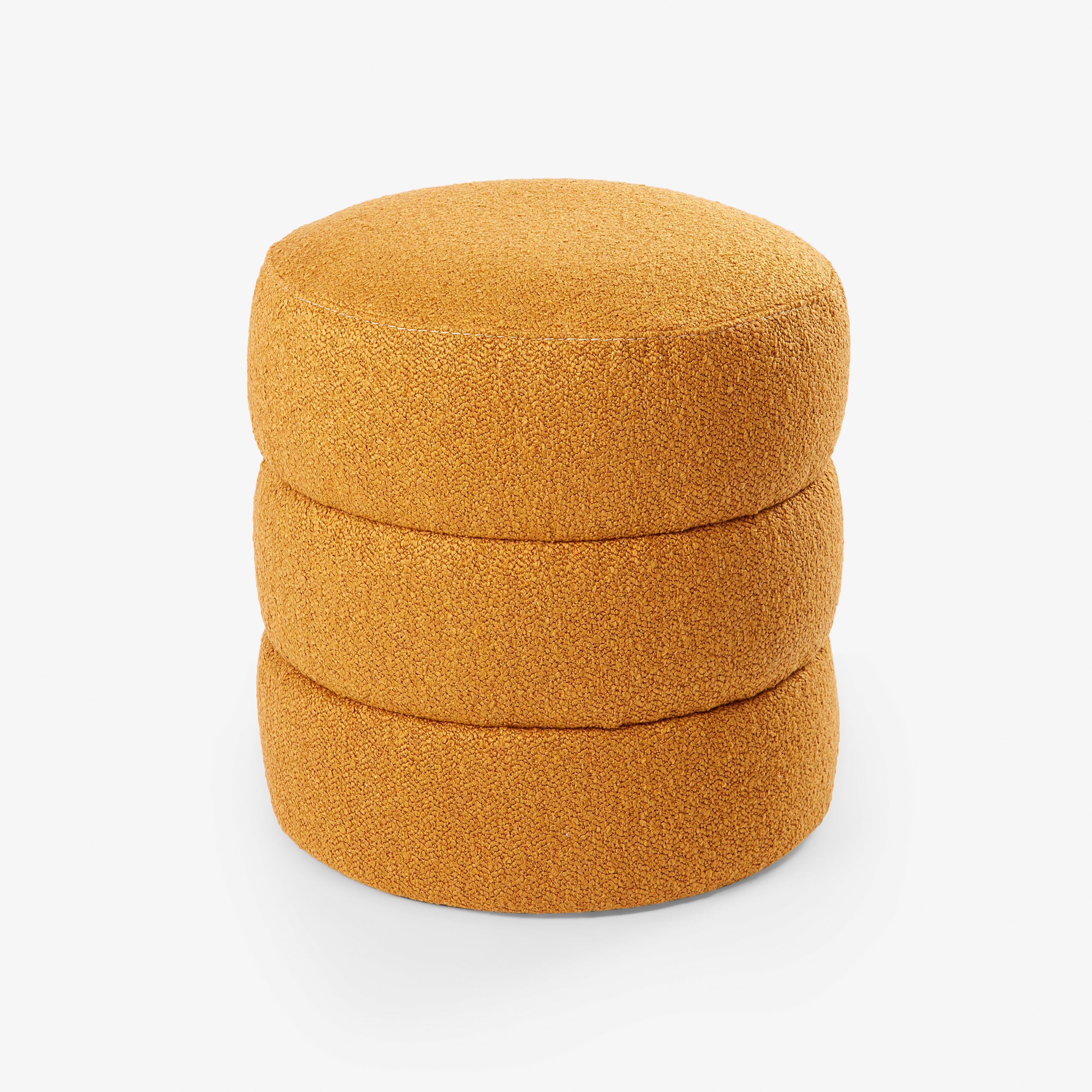 Colette Textured Boucle Pouffe, Mustard