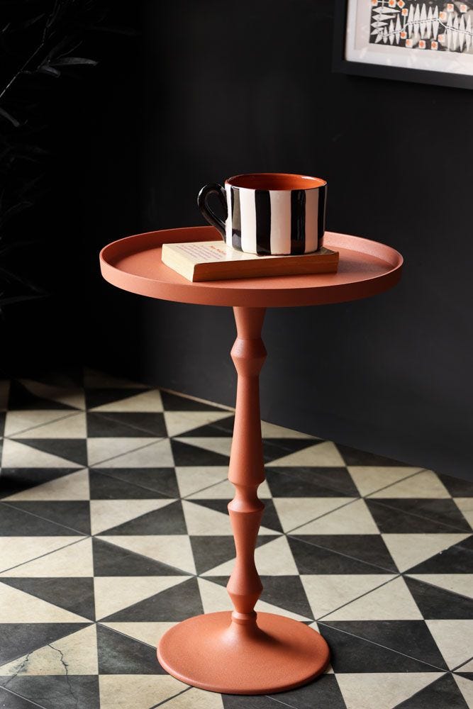 Textured Tray Top Orange Side Table