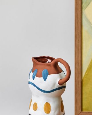 Hand-painted Abstract Terracotta Jug