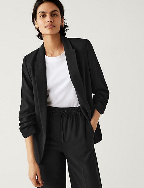 H&m ruched hot sale sleeve blazer