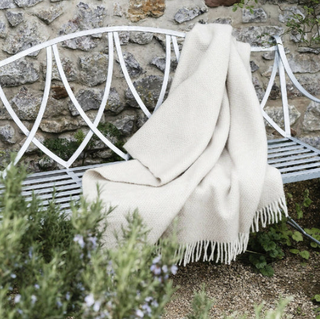 Textured Wool Blanket in Oatmeal