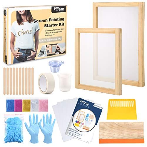Marabu Screen Printing Kit Set - Screen Print Kit with Reusable Wooden  Frame 1 Screen Printing Squeegee and 3 x 100ml Ink - Silk Screen Printing  Kit for Beginners