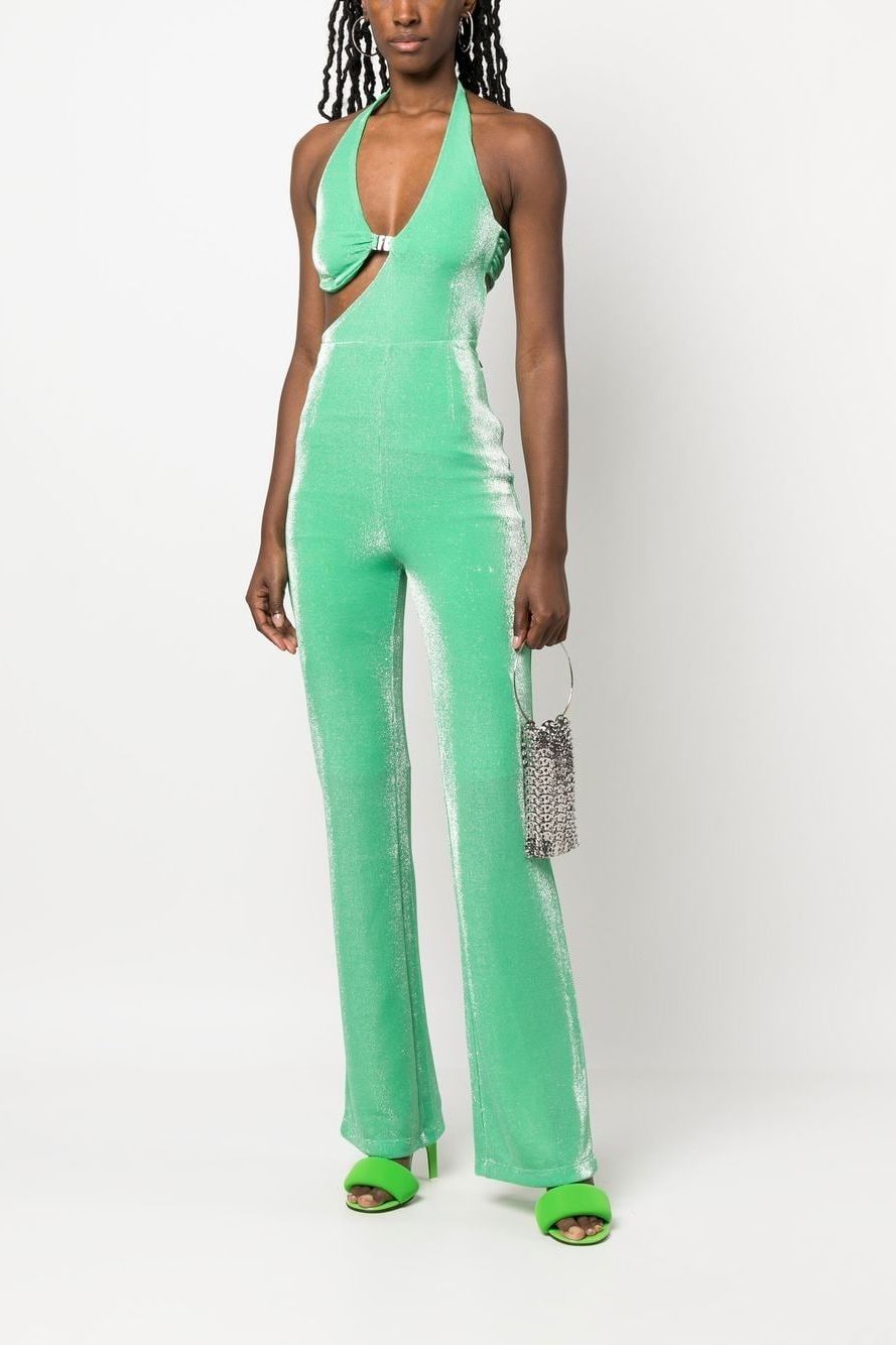 ROTATE Cut-out Detailing Metallic Jumpsuit