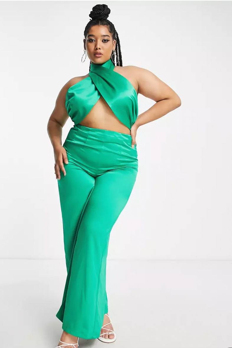 Extro & Vert Plus Halter Neck Jumpsuit with Palazzo Pants