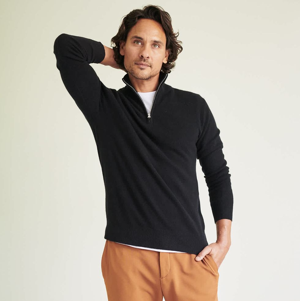 Men's Mongolian Cashmere Quarter Zip Sweater