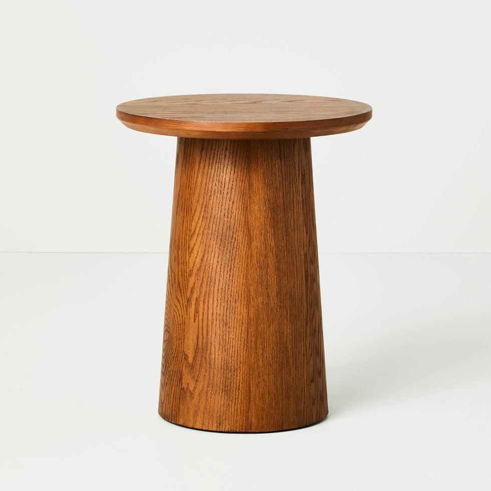 Round Wood Pedestal Accent Table