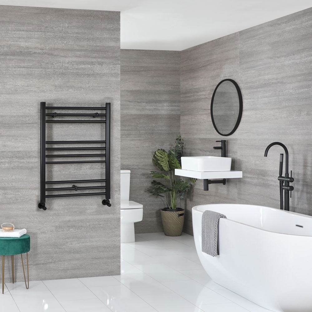 Milano Nero - Matt Black Straight Heated Towel Rail