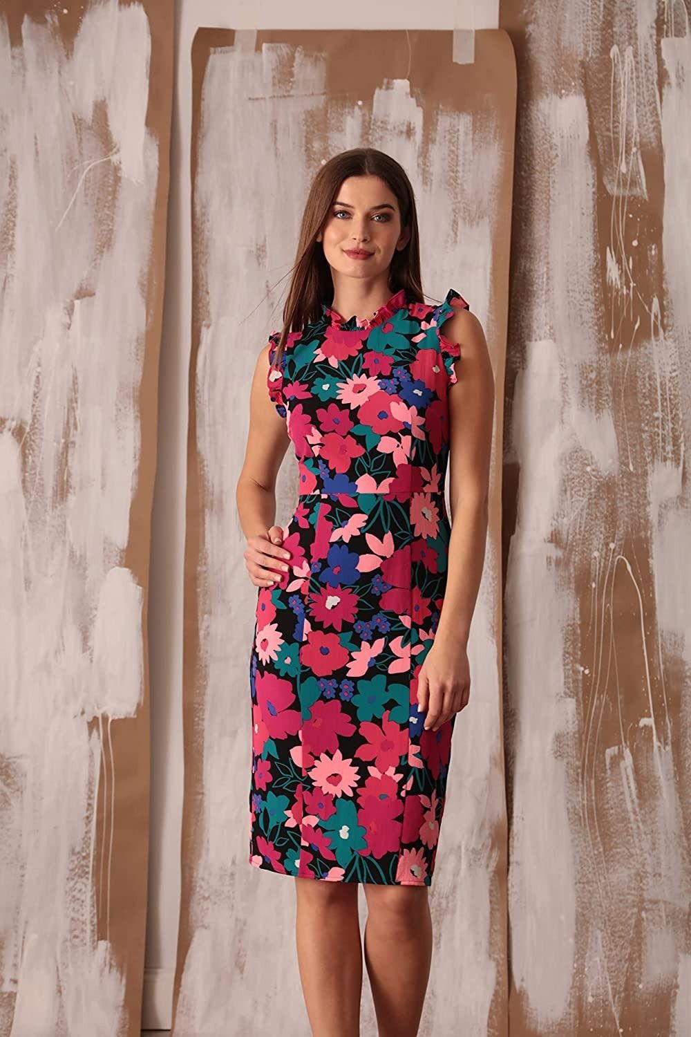 Shop Online Multi-Colored Floral Dress Cold Shoulder Skater Dress Printed  Party Wear Midi Dress For Women – Lady India