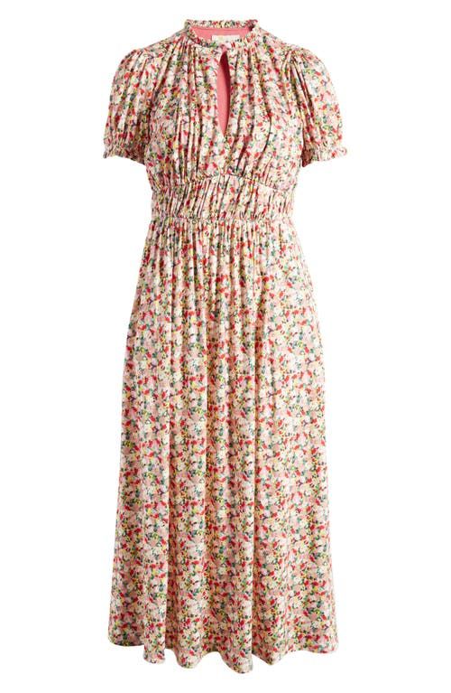 Floral Ruched Midi Dress