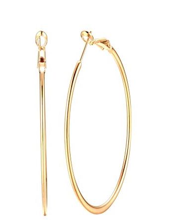 Dainty 70mm 14K Yellow Gold Hoop Earrings 