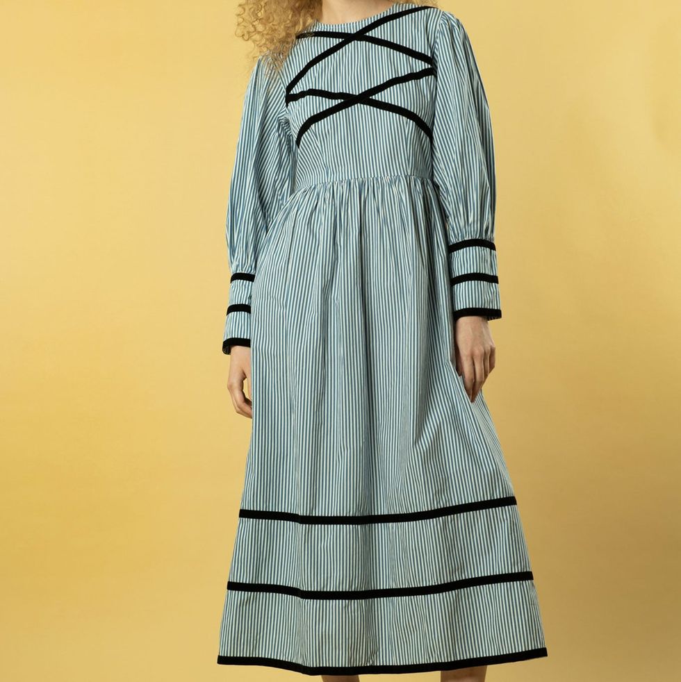 Clemmie Dress in Blue Stripe