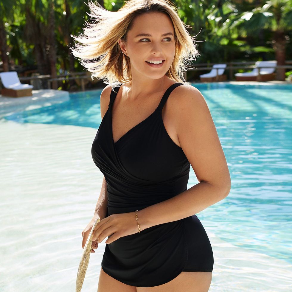 Plus-Size Skirted One-Piece Swimsuit