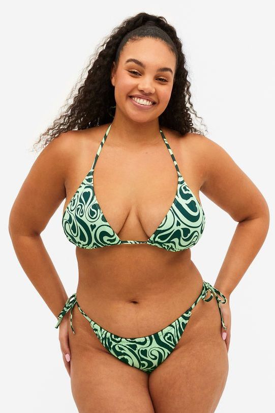 Green swirly heart side-tie bikini briefs