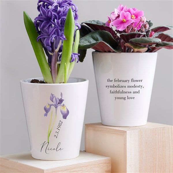 Birth Flower Personalized Mini Flower Pot