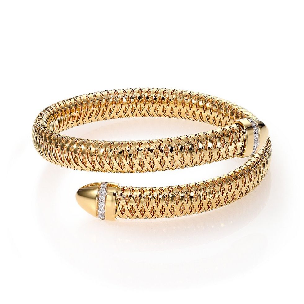 18K Gold Primavera Diamond Accent Snake Cuff Bracelet