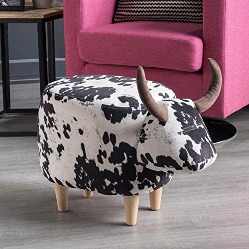 Bessie Patterned Velvet Cow Ottoman