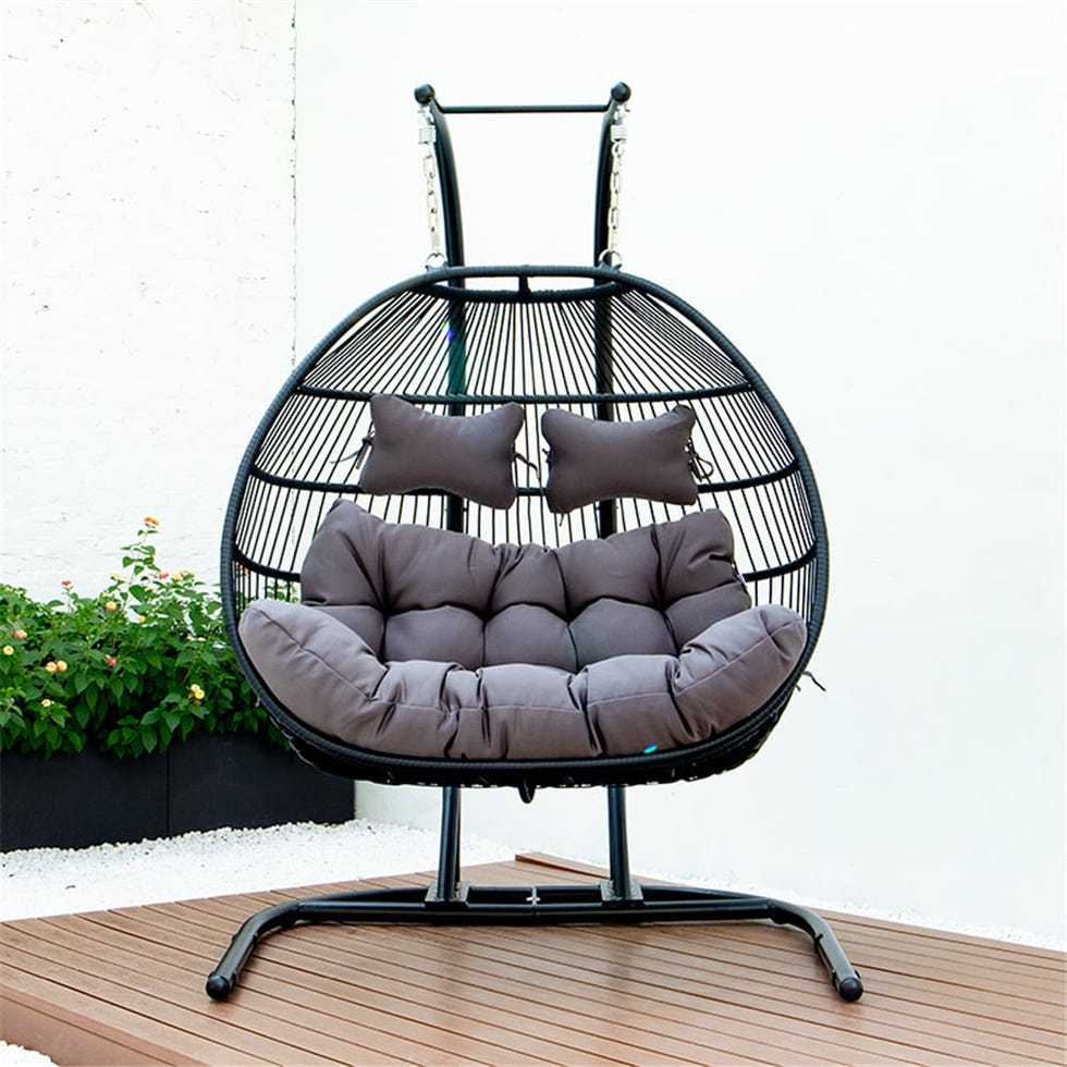 Folding Double Swing Chair with Cushion