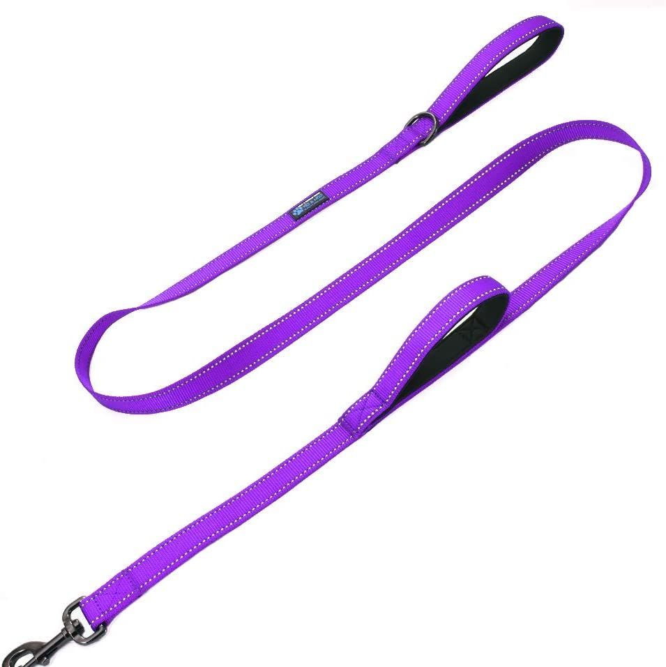 Tuff Pupper Heavy Duty Double Handle Dog Leash | Twist Locking Carabiner  Dog Clip | Safety Lock Leash To Hold Strong Dogs | Reflective For Safe  Night