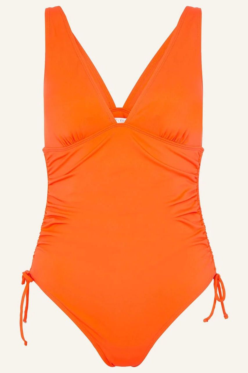 Ruched side shaping swimsuit orange