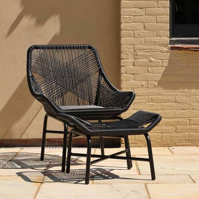 Alfresco Woven Rattan Outdoor Chair With Foot Stool