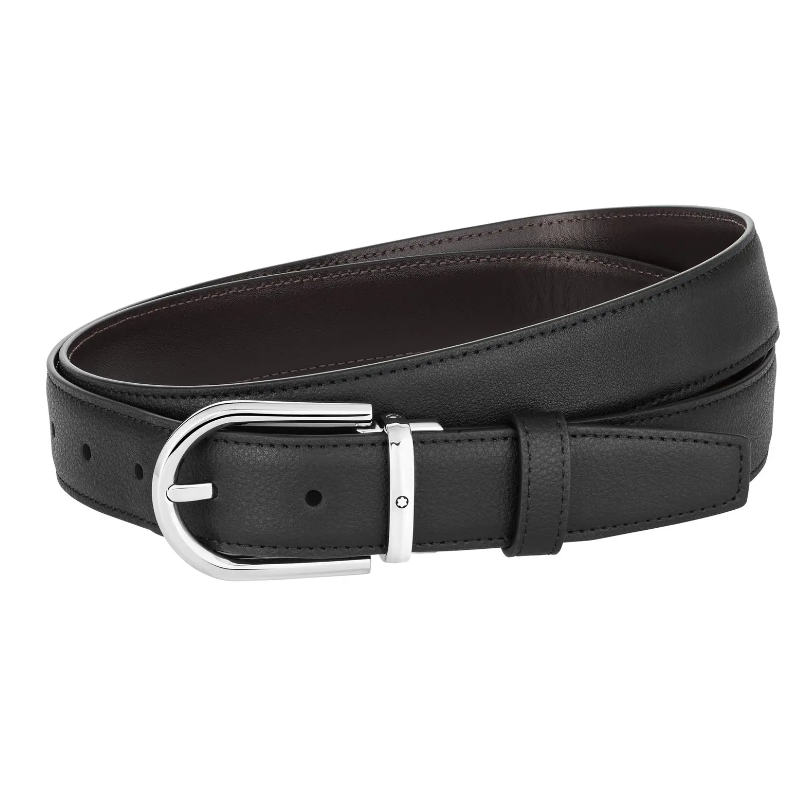 Reversible Horseshoe Buckle Calfskin Leather Belt