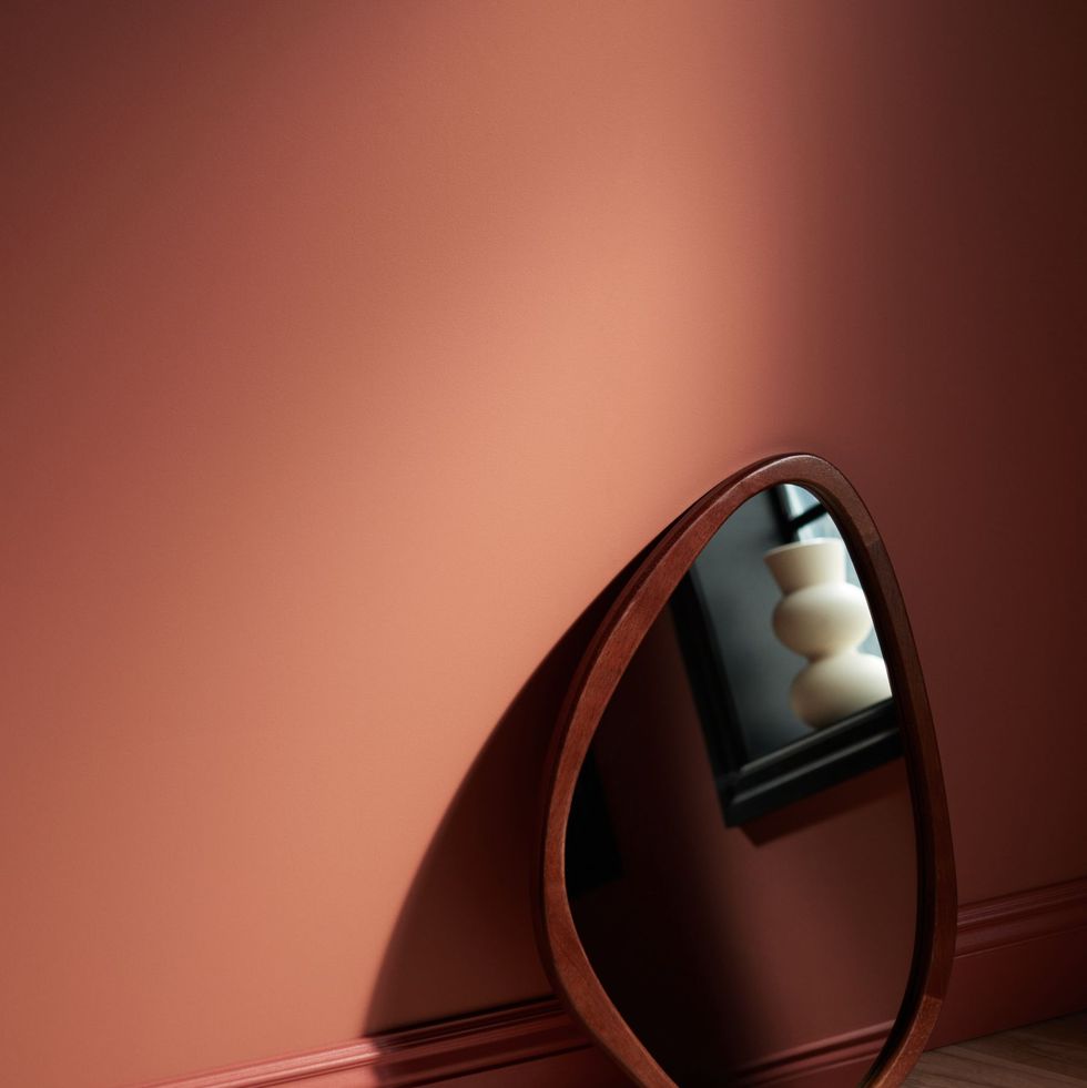 Mid Century Oval Wood Wall Mirror