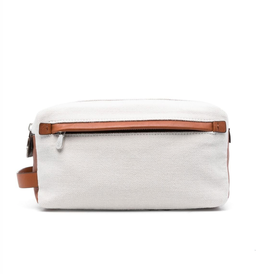 Leather-Trimmed Wash Bag