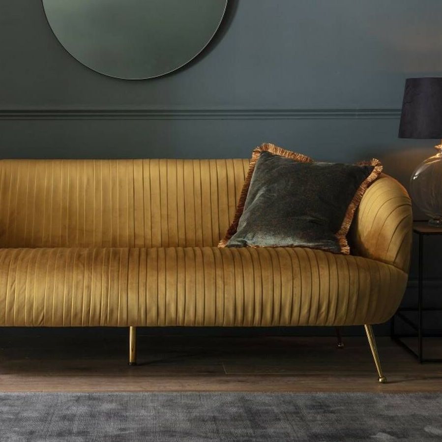 Art Deco Ochre Velvet Sofa