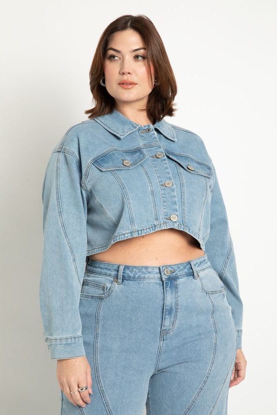 Seam Detail Crop Denim Jacket