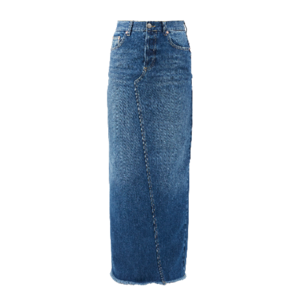 Split-Back Organic Cotton Denim Maxi Skirt