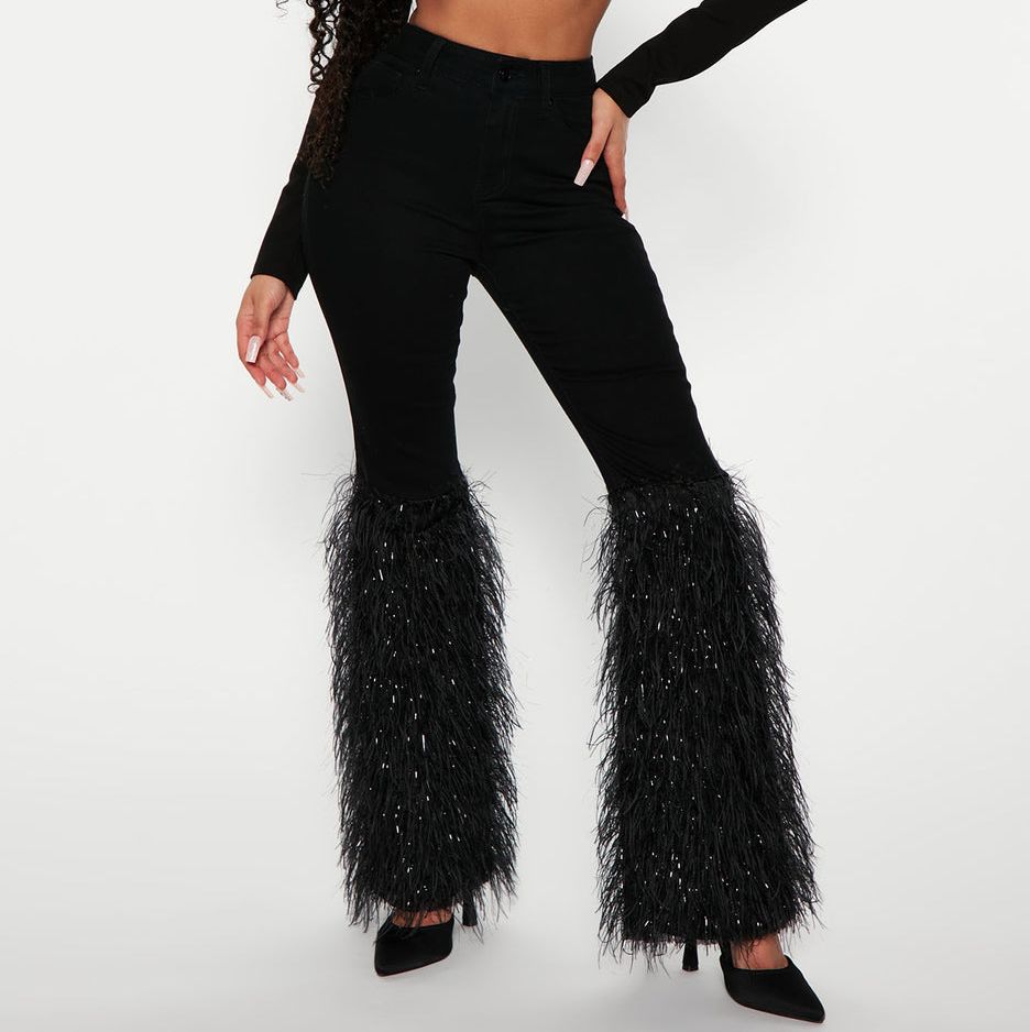 Frou Frou Feather Flare Jeans - Black