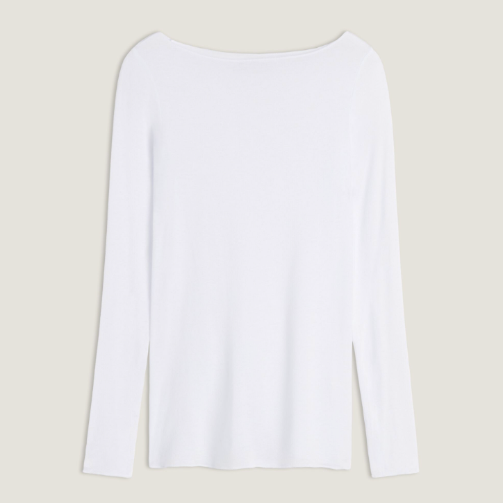 White Boat Neck Modal Cashmere Ultralight Top