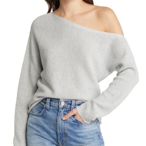 One-Shoulder Thermal Knit Sweater