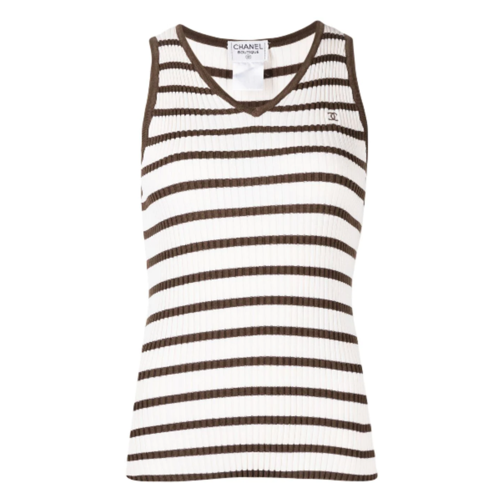 Pre-Owned 1990-2000s CC Striped Knitted Top