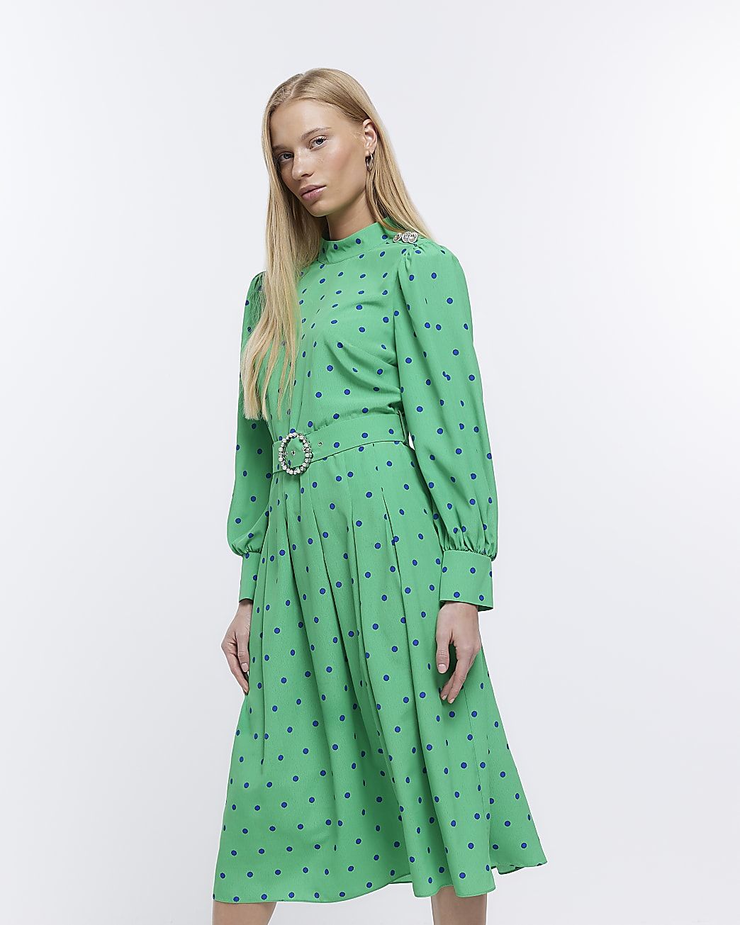 Warehouse mixed outlet spot midi dress