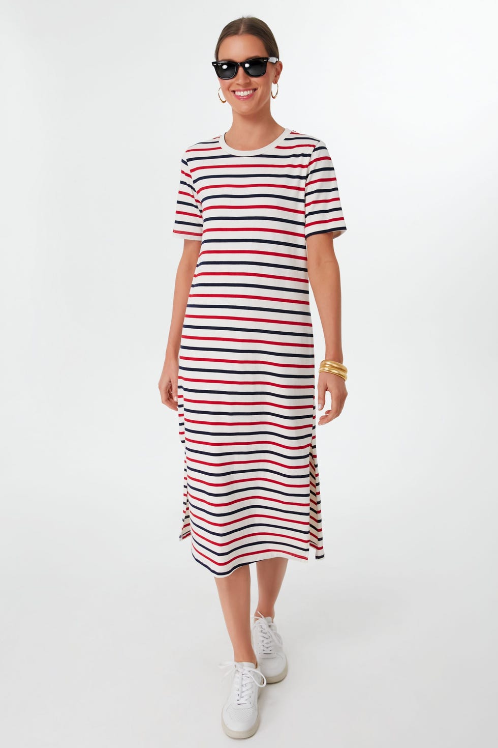Americana Stripe Short Sleeve Gio Maxi Dress