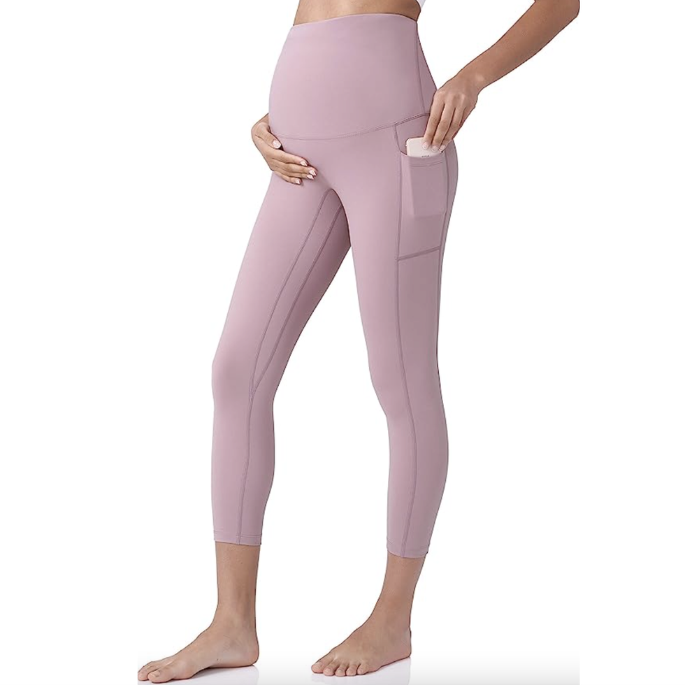 Owordtank Womens Knee Length Workout Pants High Waisted Capri Yoga Leggings  with Pockets