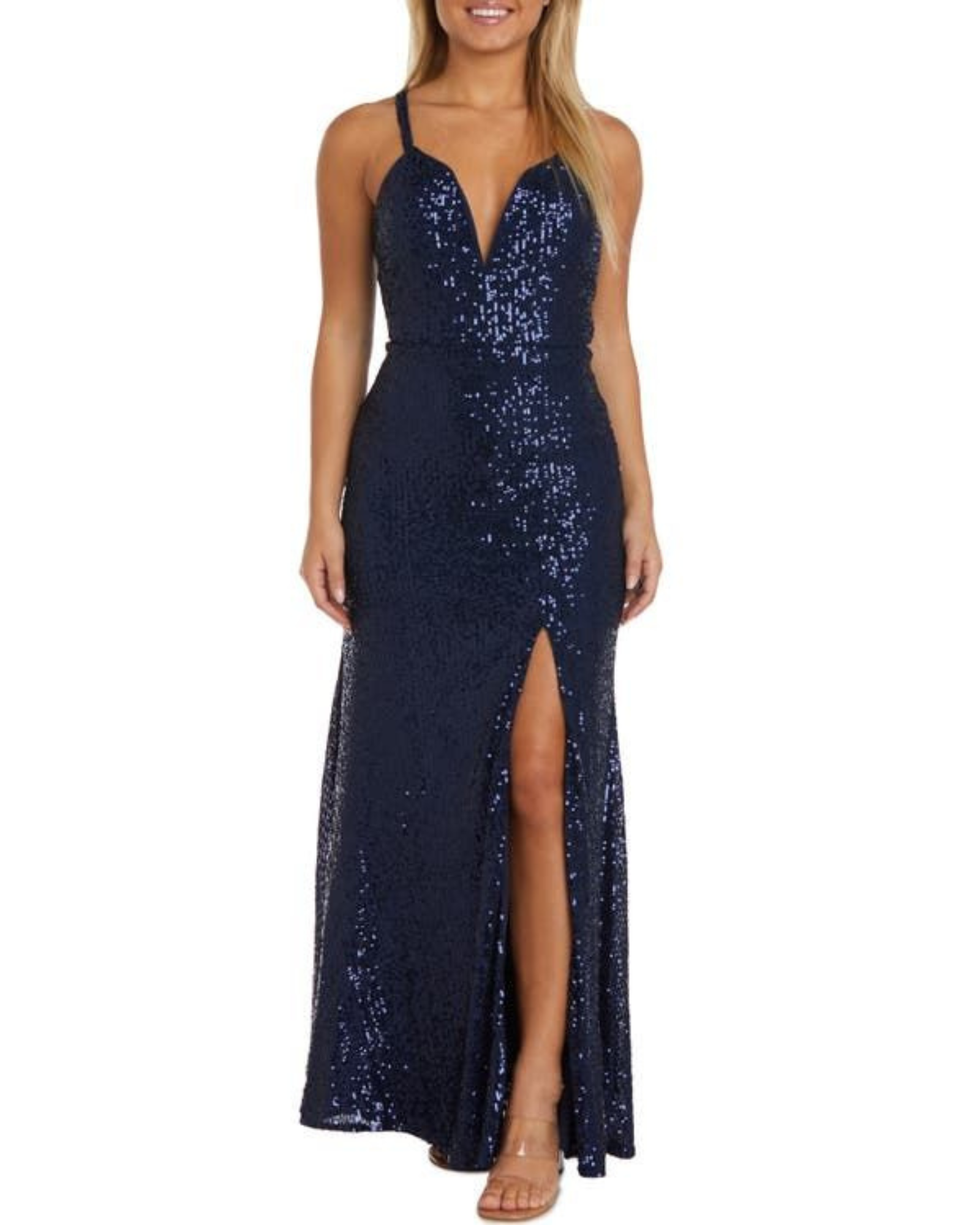 Morgan & Co. Sequin Embellished Gown