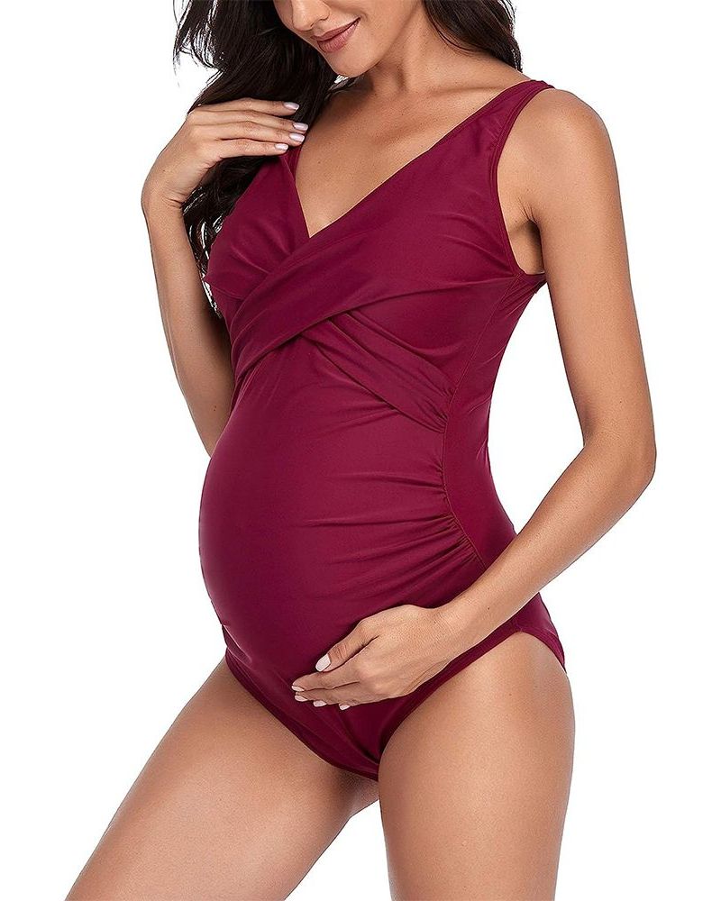 Berry Supportive Maternity Swimming Costume