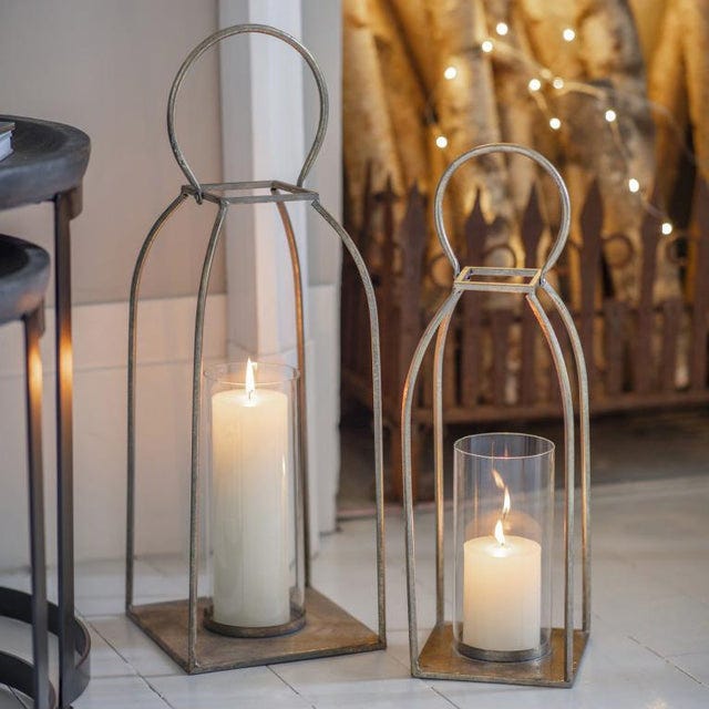 Nerja Steel Candle Lantern in Gold