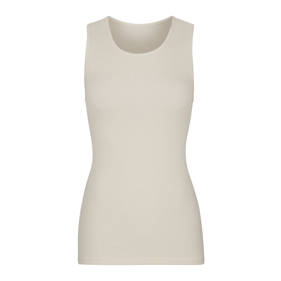 Women's White Polyester Solid Activewear Tank Top