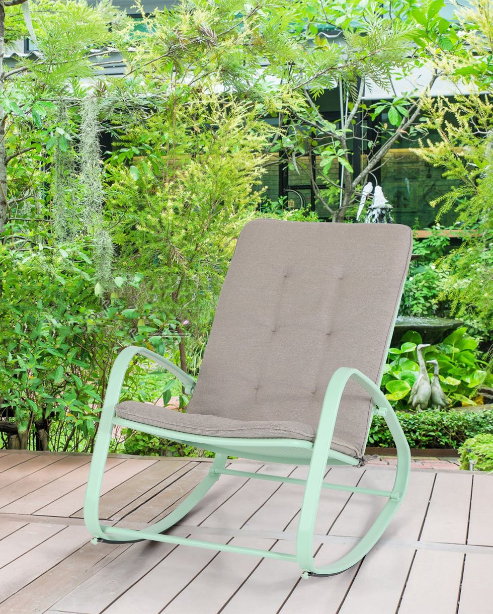 Steel Padded Outdoor Rocking Chair