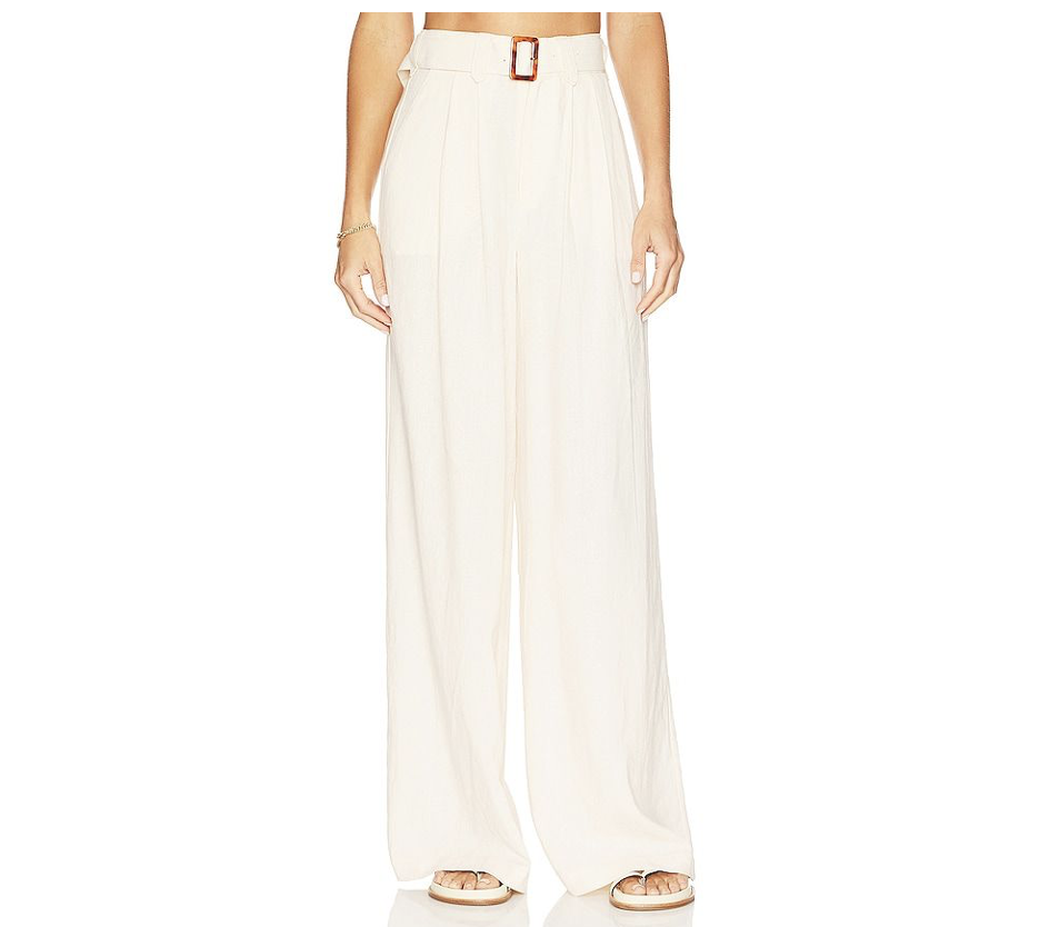 Wide Linen pants | White Palazzo pants | High waist summer pants – Nuichan